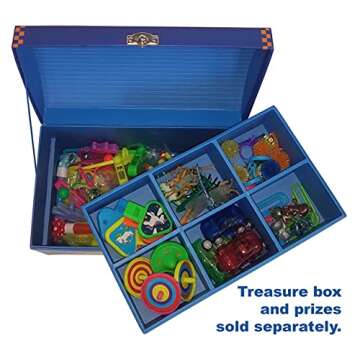 My Tiny Treasures Box Company Treasure Chest Box Desktop Size 10"x6"x6" for Teachers and Classroom Toy Prizes Awards for Star Students