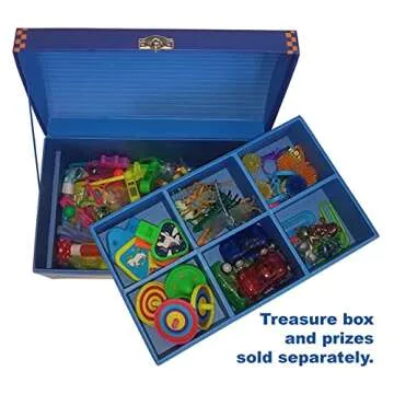 My Tiny Treasures Box Company Treasure Chest Box Desktop Size 10"x6"x6" for Teachers and Classroom Toy Prizes Awards for Star Students
