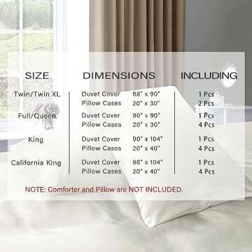 P Pothuiny 5 Pieces Satin Duvet Cover King Size Set, Luxury Silky Like Ivory White Duvet Cover Beddi...