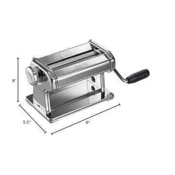 Marcato 8340 Atlas Pasta Dough Roller, Made in Italy, Includes 150-Millimeter Roller with Hand Crank and Instructions, Silver
