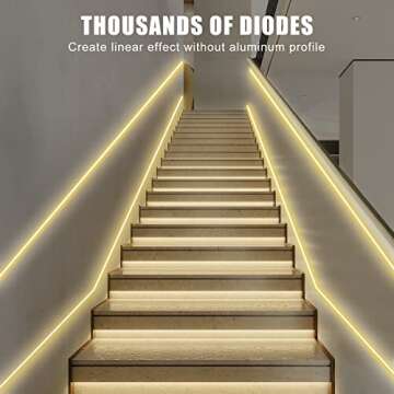 Tatazone White COB Led Strip Lights Max with RF Remote, 16.4ft 3000K Dimmable Ultra Bright Warm White COB Light Strip, Adhesive Indoor COB Led Lights for Living Room, Shelf, Cabinet