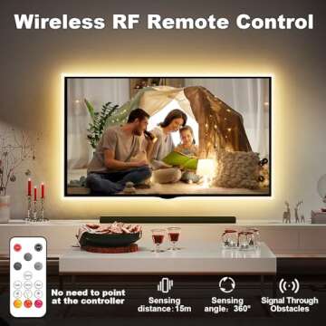 Tatazone White COB Led Strip Lights Max with RF Remote, 16.4ft 3000K Dimmable Ultra Bright Warm White COB Light Strip, Adhesive Indoor COB Led Lights for Living Room, Shelf, Cabinet