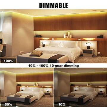 Tatazone White COB Led Strip Lights Max with RF Remote, 16.4ft 3000K Dimmable Ultra Bright Warm White COB Light Strip, Adhesive Indoor COB Led Lights for Living Room, Shelf, Cabinet