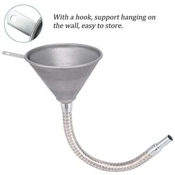 Flexible Steel Funnel with Flexible Pipe for Easy Pouring