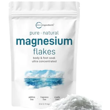 Micro Ingredients Magnesium Flakes, 6lbs | Ideal for Bath Soaks, High Absorption & Skin Care Support