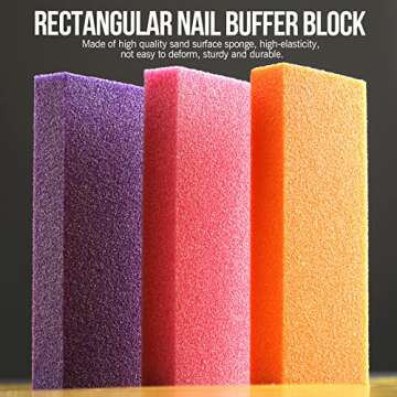 FANDAMEI Nail Buffers and Files, Nail Tools kit with 3PCS Rectangular Nail Buffer Block, 3PCS 100/180 Nail Files and 1PCS 1000/4000 Nail Buffer. Professional Nail Buffer File Kit for Nail Care