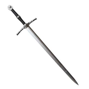 41" Fantasy Foam Sword Silver Twin Snakes Two Hand High Density Medieval Sword for Cosplay and Colle...