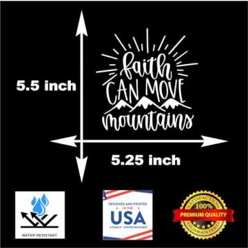 Sunset Graphics & Decals Faith Can Move Mountains Decal Vinyl Car Sticker | Cars Trucks Vans Walls Laptop | White | 5.5 x 5.5 inches | SGD000001