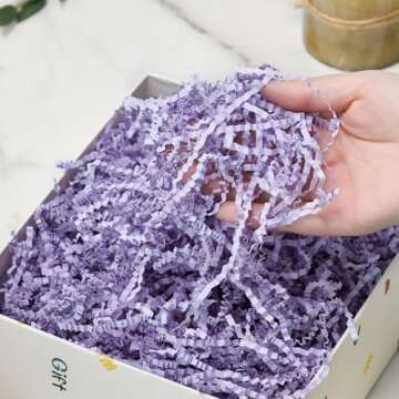 Purple Crinkle Cut Paper Shred Packing Raffia Grass Cushion Paper Streamer for Christmas Wedding Birthday Engagement Craft Gift Boxes Bags Basket Filler Decoration,4oz
