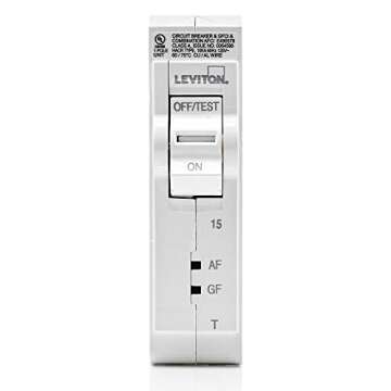 Leviton LB115-DFT 15A 1-Pole Plug-On AFCI/GFCI Branch Circuit Breaker, Thermal Magnetic, 120 VAC, Wh...