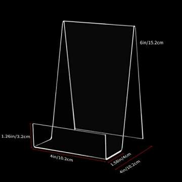ZOEY Acrylic Book Stand with Ledge Clear Display Easels Plate - 5 Pack Large Book Holder Easel Stand...