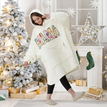 Gifts for Grandma Christmas Gifts from Granddaughter Grandkid Grandchildren Wearable Blanket Hoodie Cool Grandma Birthday Gifts for Nana, Gigi, New Grandma, Oversized Sherpa Fleece Blanket Sweatshirt