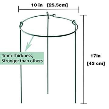 HiGift 3 Pack Peony Cages Support Stakes Ring for Garden, Round Plant Support for Outdoor (10" W x 1...