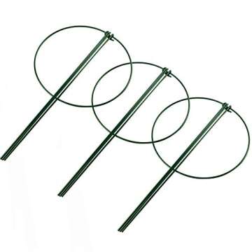 HiGift 3 Pack Peony Cages Support Stakes Ring for Garden, Round Plant Support for Outdoor (10" W x 17" H), Indoor Plant Cages Hoops Plant Rings for Tomatoes,Rose,Astilbes,Vine Indoor Potted Plants