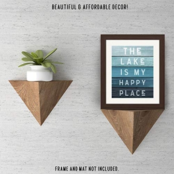 Minimalist Lake Happy Place Quote Photo Wall Decor Prints