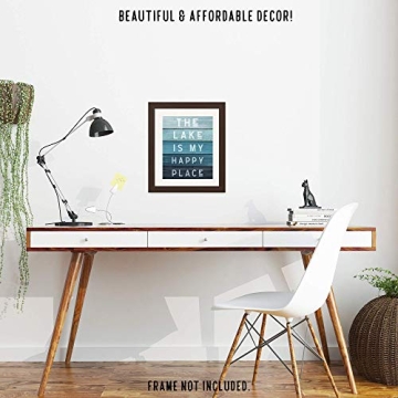 Minimalist Lake Happy Place Quote Photo Wall Decor Prints