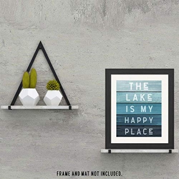 Minimalist Lake Happy Place Quote Photo Wall Decor Prints