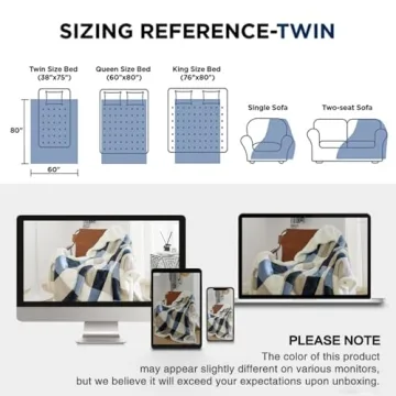 PU MEI Sherpa Fleece Throw Blanket 60" x 80" Reversible Plush Fluffy Large Big Blanket Lattice Flannel Blankets for Sofa Couch Bed (Grey-Soft Blue, 60"*80")