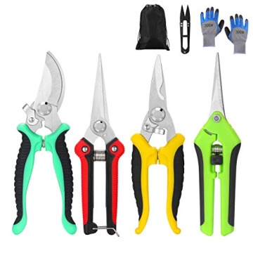 5 Pack Garden Pruning Shears Set with Gardening Gloves