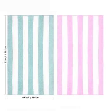 CLOWOOD Plush Oversized Beach Towel 40x72 Aqua Stripes