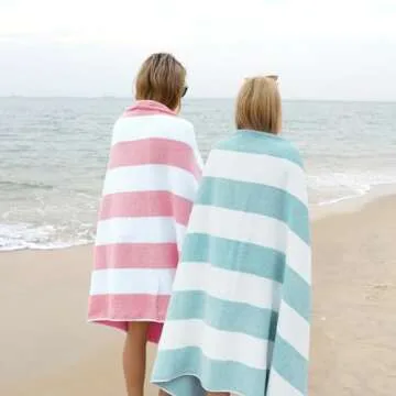 CLOWOOD Plush Oversized Beach Towel 40x72 Aqua Stripes