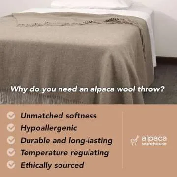 Superfine Alpaca Wool Throw Blanket - Lightweight Alpaca Merino Wool Throw Blankets for Using Indoors or Outdoors | Soft Peruvian Alpaca Blanket Wool Blanket Solid Color 72" x 60" (Beige)