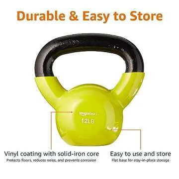 Amazon Basics Vinyl Kettlebell, 12 Pounds, Yellow