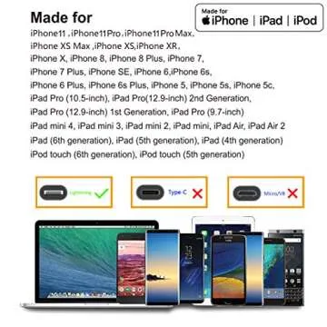 Colorful 6ft iPhone Charger 4Pack Fast Charging Cables