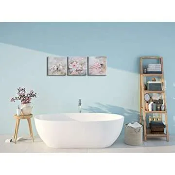 Cherry Blossoms Wall Art Set of 3 - Elegant Pink Canvas Prints