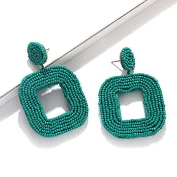 Boderier Beaded Drop Earrings - Bohemian Elegance in Blue