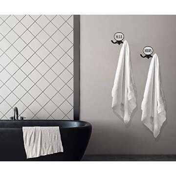AuldHome Design His and Hers Towel Hooks (Set of 2); Cast Iron Rustic Farmhouse Decor Door Wall Hangers