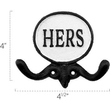 Charming His and Hers Cast Iron Towel Hooks for Bathrooms