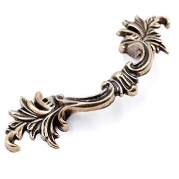 Jetland French Provincial Drawer Pulls, Antique Brass - 6-Pack