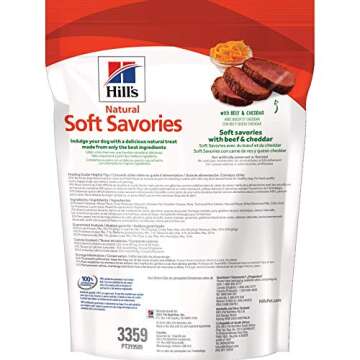 Hill's Natural Soft Savories, All Life Stages, Great Taste, Dog Treats, Beef & Cheddar, 8 oz Bag