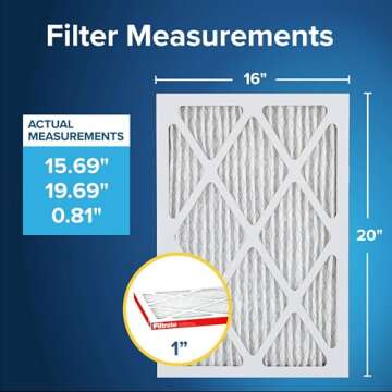 Filtrete 16x20x1 AC Furnace Air Filter, MERV 11, MPR 1000 - 2 Pack for Cleaner Air