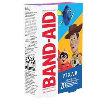 Band-Aid Brand Adhesive Bandages for Minor Cuts & Scrapes, Wound Care Featuring Disney/Pixar Mashup Characters, Fun Bandages for Kids and Toddlers, Assorted Sizes, 20 Count