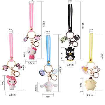yiwoo 5 Pack Cute Keychains for Girls,Car Keychain Accessories,Key Purse Handbag Charms for Women