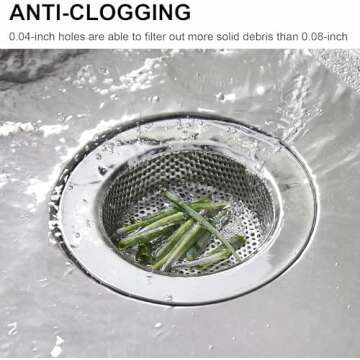 Kitchen Sink Strainer Stainless Steel, LASSHSWA Kitchen Sink Drain Strainer, Sink Strainers for Kitchen Sinks with Large Wide Rim 4.5" Diameter (2 Pack)