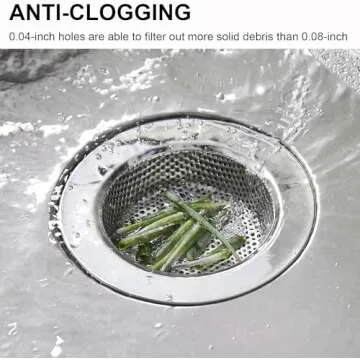 Kitchen Sink Strainer Stainless Steel, LASSHSWA Kitchen Sink Drain Strainer, Sink Strainers for Kitchen Sinks with Large Wide Rim 4.5" Diameter (2 Pack)