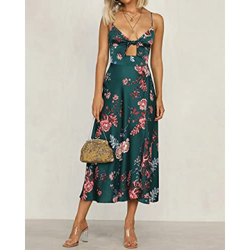 Fashionme Women’s Elegant Floral Midi Slip Dress