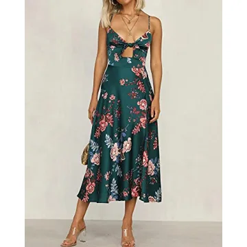 Fashionme Women’s Elegant Floral Midi Slip Dress