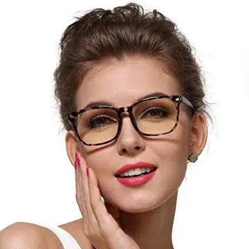 Cyxus Blue Light UV Filter Glasses Spring Hinge Anti Eye Strain, Leopard Print Frame