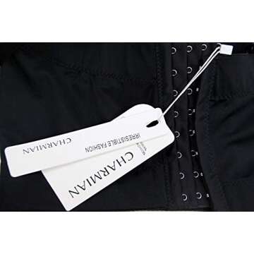 Charmian Women's Spaghetti Straps PU Leather Bustier Crop Top Black Medium