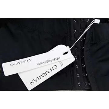 Charmian Women's Spaghetti Straps PU Leather Bustier Crop Top Black Medium