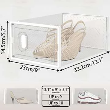 SIMPDIY Shoe Storage, 12 Pack Shoe Organizer for Closet, Shoe Boxes Clear Plastic Stackable Shoe Containers with Lids for Size 10