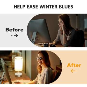 Caromolly Light Therapy Lamp, 10000 Lux Light with Remote Control, 3 Color Temperature & 4 Brightness Level & Timer, Daylight Lamp for Home, Office, Decoration(Silver Base Linen Shade)