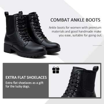 Vepose Women's Combat Ankle Boots for Stylish Comfort