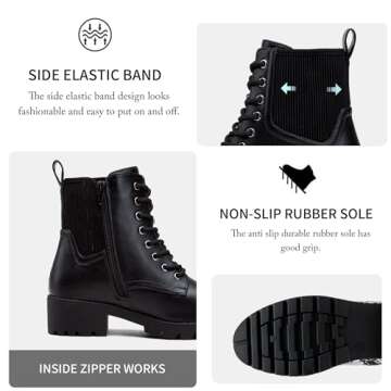 Vepose Women's Combat Ankle Boots for Stylish Comfort