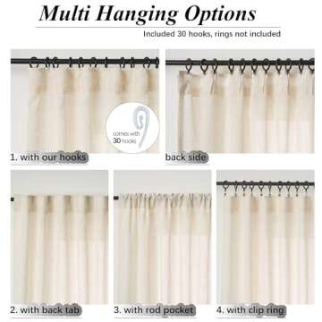 Ftinala Pinch Pleat Curtains Sheer Curtains Faux Linen Curtains & Drapes Modern Farmhouse Dining Liv...