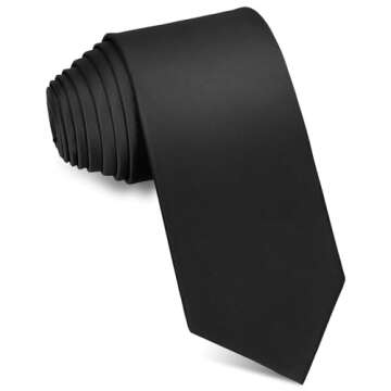 Puistr Men's Ties Solid Pure Color 3.15" (8CM) Necktie Plain Formal Black Ties For Men